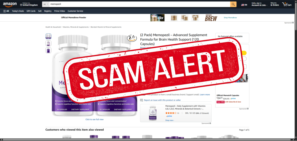 Counterfeit Memopezil listing on Amazon โ SCAM ALERT